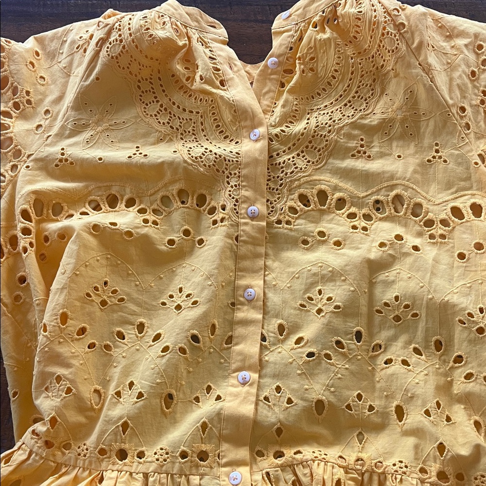 Anthropologie Tallulah Eyelet Mini Dress in Mango Women’s Size 1x